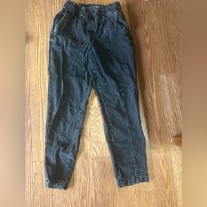 LOFT Faded Black Elastic Drawstring Waist Denim Pants-XSP